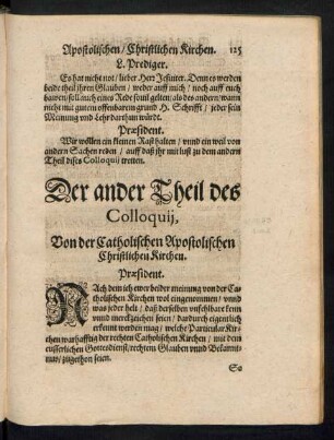 Der ander Theil des Colloquii, Von der Catholischen Apostolischen Christlichen Kirchen.