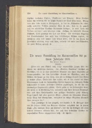 Die neuere Entwicklung der Karenenmission bis zu ihrem Jubeljahr 1878