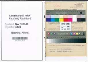 Entnazifizierung Alfons Benning , geb. 04.06.1898 (Finanzbeamter)
