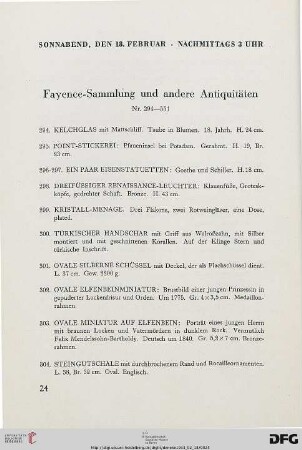 Fayence-Sammlung und andere Antiquitäten (Nr. 294-431)
