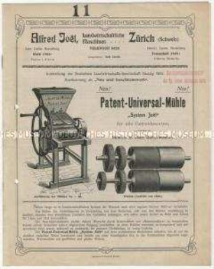 Mühlen der Maschinenfabrik Alfred Joël in Zürich
