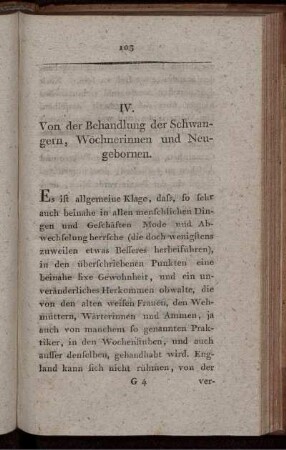 IV. Von der Behandlung der Schwangern, Wöchnerinnen und Neugebornen.