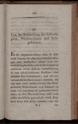 IV. Von der Behandlung der Schwangern, Wöchnerinnen und Neugebornen.