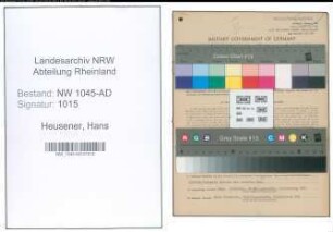 Entnazifizierung Hans Heusener , geb. 08.03.1920 (Angestellter)