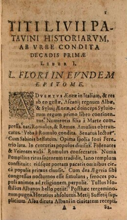 Titi Livii Patavini Romanae Historiae Principis, Decas Prima : In Vsvm Scholarvm Societatis Iesv