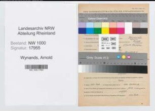 Entnazifizierung Arnold Wynands, geb. 21.06.1911 (Sekretaer)