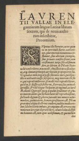 Laurentii Vallae In Elegantiarum linguae Latinae librum sextum, qui de notis autorum inscribitur ...
