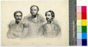 Mehrfachporträt der polnischen Generäle Graf Henryk Dembinski und Józef Bem sowie des ungarischen Generals Artúr Görgey