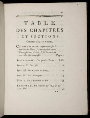 Table Des Chapitres Et Sections