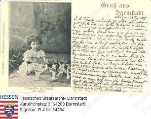 Elisabeth Prinzessin v. Hessen und bei Rhein (1895-1903) / Porträt, auf Boden sitzend, Ganzfigur