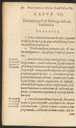 Caput VII. De status legalis & status quantitatis tractatione.