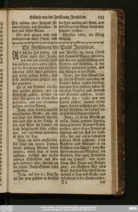 Die Zerstörung der Stadt Jerusalem.