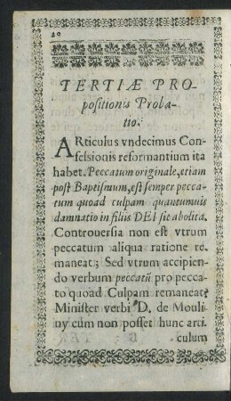 Tertiae Propositionis Probatio.