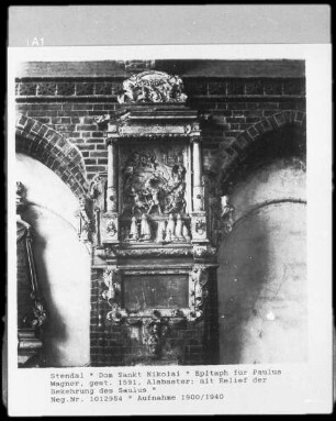 Epitaph des Paulus Wagner mit Reliefszene der Bekehrung des Saulus