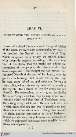 Chapter VI: Journey over the Hindoo Koosh, or Snowy Mountains