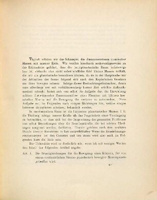 Ueber Zusammenstösse und Theilungen planetarischer Massen