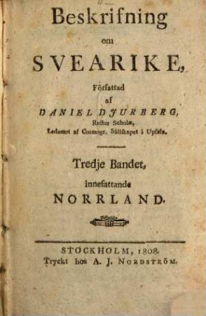 Beskrifning om Svearike, 3. Norrland