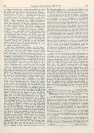 298 [Rezension] Taylor, Vincent, The first draft of St. Luke‘s Gospel