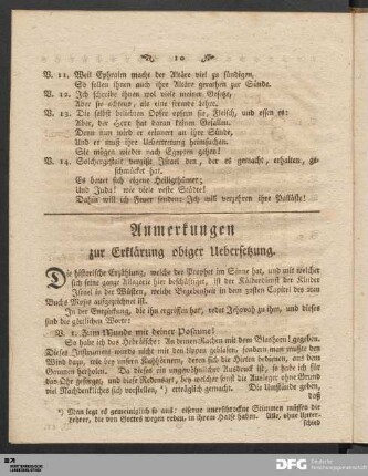Anmerkungen zur Erklärung obiger Uebersetzung.