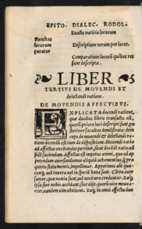 Liber Tertius De Movendi Et delectandi ratione.
