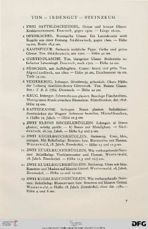 Ton – Irdengut – Steinzeug (Nr. 1-16)