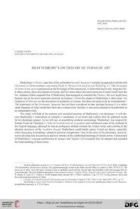 Shaftesbury's Dictionary of Terms of Art