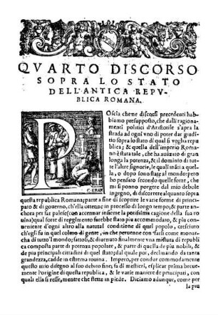 Qvarto Discorso Sopra Lo Stato Dell'Antica Repvblica Romana.