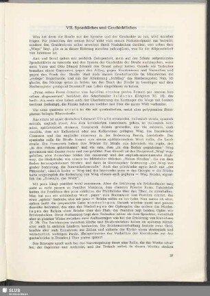 VII. Sprachliches und Geschichtliches