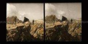 Bergsteiger auf dem Grat des Mustersteins