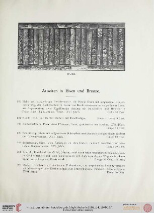 Arbeiten in Eisen und Bronze (Nr. 291-301)