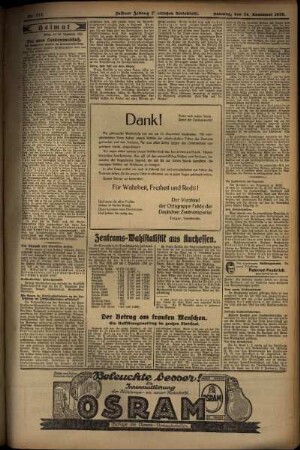 Zweite Ausgabe vom Sonntag, den 24. November 1929.