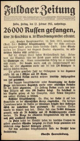 Ausgabe vom Freitag, den 12. Februar 1915.