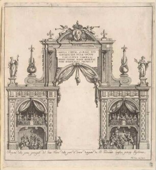 Innenansicht des Haupteingangs der Festarchitektur vor dem Palazzo Reale in Neapel anlässlich der Geburt der Prinzessin Maria Isabel (1740–1742)