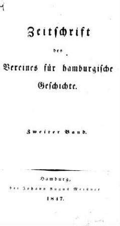 2.1847: Zeitschrift des Vereins für Hamburgische Geschichte