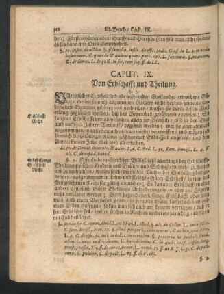 Caput. IX. Von Erbschafft und Theilung.