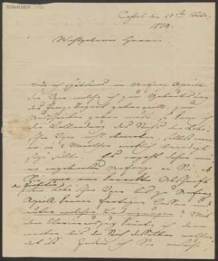 Brief an B. Schott's Söhne : 27.02.1834
