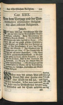 Cap. XXIX. Von dem Vorzuge der Vortreflichkeit Christlicher Religion vor allen anderen Religionen.