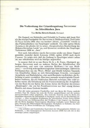 Die Verbreitung der Crinoidengattung Saccocoma im Schwäbischen Jura