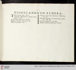 II. Tusculanorum Rudera (Tab. I - IX)