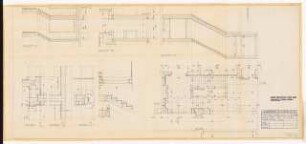 Reichsluftfahrtministerium, Berlin: Treppe Eingangshalle (Q1/L2, 2.-7. OG): Ansichten, Grundriss 1:50, Details 1:20