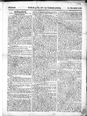 National=Zeitung. Beiblatt zu N[umme]r 457. der National=Zeitung. (Sammlung Friedlaender)