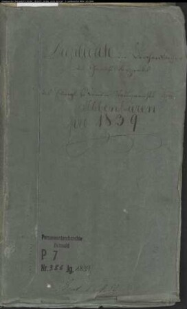 Kirchenbuchduplikate der Stadt- und Landgemeinde Ibbenbüren und den Gemeinden Brochterbeck, Halverde, Hopsten, Ibbenbüren, Mettingen, Recke und Schale, Kreis Tecklenburg (GHT 1839). (Gemeinde: Ibbenbüren)