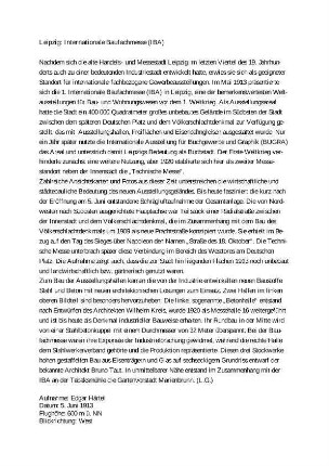 Internationale Baufach Ausstellung (Iba) in Leipzig