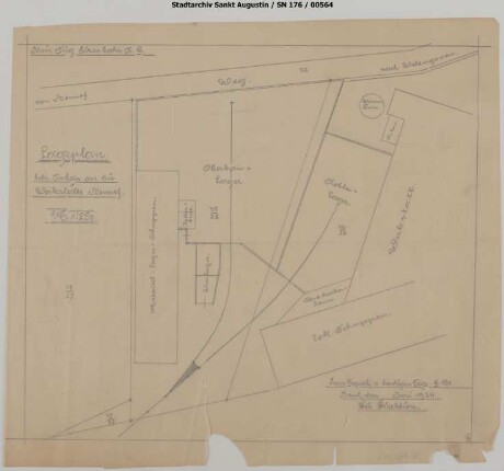 Hennef Güterbahnhof, Werkstatt: Lageplan betr. Anbau an die Werkstätte Hennef (Bereich Oberbaulager, Materiallager)