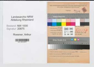 Entnazifizierung Arthur Roesner, geb. 04.12.1900 (Zollsekretaer)