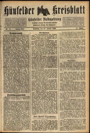 Zweite Ausgabe vom Samstag, den 30. Januar 1926.