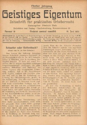 Nummer 18 (15. Juni 1909)