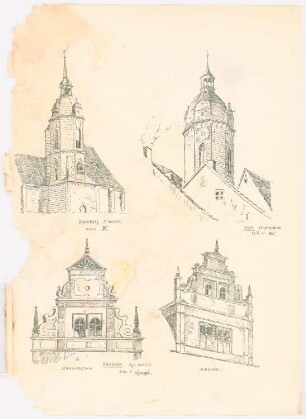 Skizzenheft SS 1902: Naumburg, Jena, Dresden: Kirchtürme und Giebelansichten