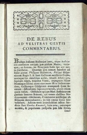 De Rebus ad Velitras Gestis Commentarius.