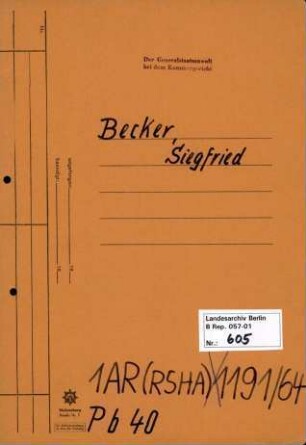 Personenheft Siegfried Becker (*21.10.1912), SS-Hauptsturmführer